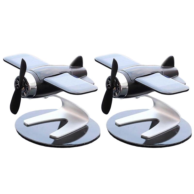 Versatile Solar Powered Rotating Airplane Decorative Ornaments Air Purifier Airplane Lover Gift Home Desk Accessories