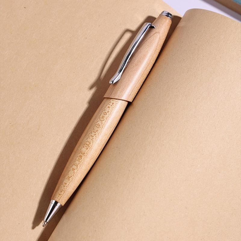 Business Singing Pen Wood Ballpoint Pen with Metal Pen Clip 0.7mm Medium Point For Men Women Office Writing Supplies