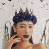 Bohemian Gothic Zombie Bride Headpiece - Black Rose Halloween Costume Accessory