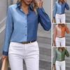Women Long Sleeve Shirt Lapel Color Blocking Casual Tops Daily Wear Single Breasted Regular Fit