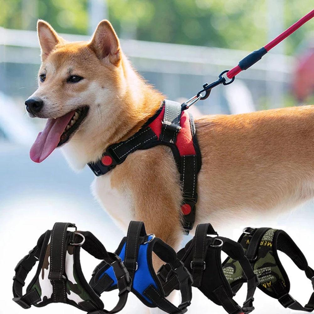 Pet Dog Adjustable Nylon Harness Large Dogs Vest Harness Chest Strap Puppy Leads Reflective No Pull Harness for Walking Training