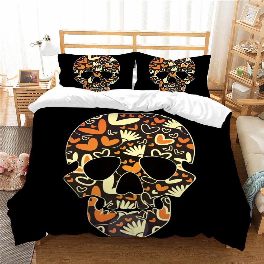 Bettbezug-Set, 3D-Skelettdruck, Bettbezug, modische Mikrofaser, Heimtextilien, für Jungen, Teenager, Einzelbett, Doppelbett