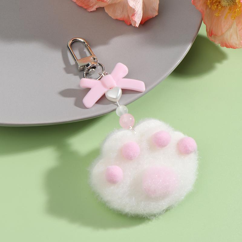 

Y2K эстетический брелок Kawaii Cat Claws, плюшевый брелок, милый розовый плюшевый брелок для ключей, сумка, подвеска, рюкзак, подвесной декор