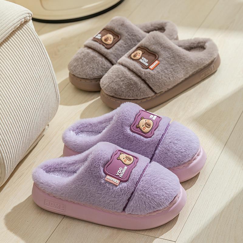 Cotton slippers home autumn and winter cartoon cotton shoes shoes warm plush thick soled plush couple cotton mop