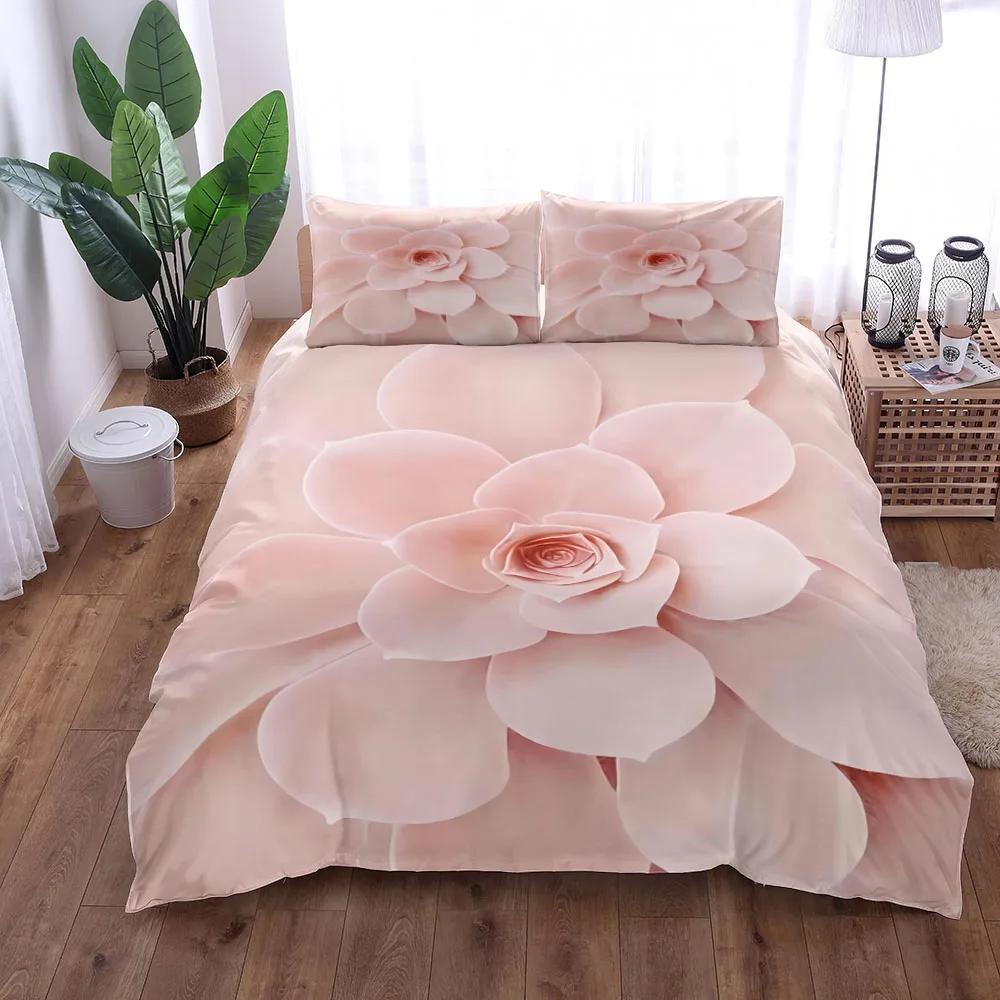 

Comforter Pink Small Bonsai Style Bedding Set Digital Art Succulent 3D King Queen Double Full Twin Single Size For Bedroom Comforter (quilt)-EU Single(135*200cm)3pcs