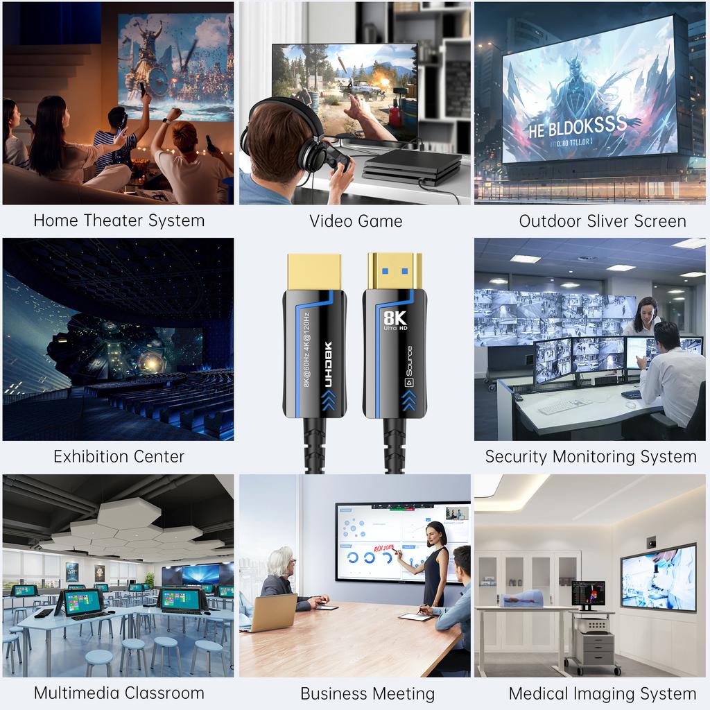 48 Gbit/s Glasfaser-HDMI 2.1 Kabel, unterstützt 8K@60Hz 4K@120Hz HDR eARC HDCP, Hochgeschwindigkeits-HDMI-Kabel für PS5 HD-TV Blu-ray Computer