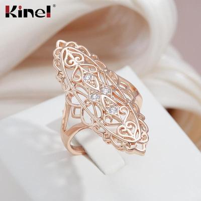 Kinel Vintage ajouré grande taille bague avec or rose