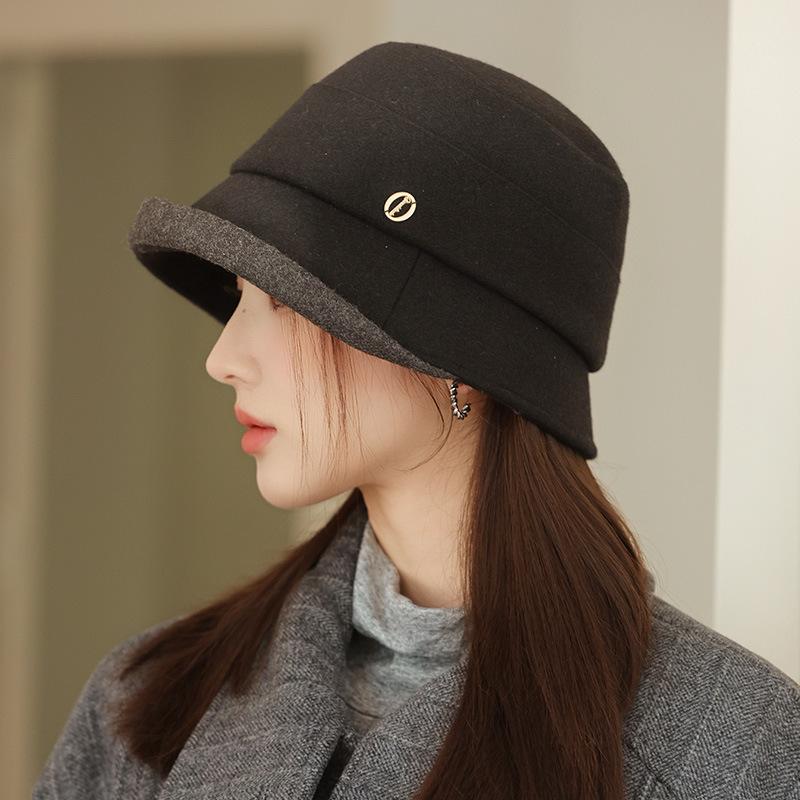 

Новая осенне-зимняя шляпа для женщин, японская ретро шляпа-ведро с широкими полями, подчеркивающая лицо, маленькая шляпа-рыбак, повседневная, универсальная, модная average size