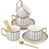 Cup Sets,15-Piece Porcelain Tea Cup and Saucer Set Service for 4Teapot,Sugar Bowl,Creamer Pitcher and Spoons, Tea Gifts Sets