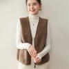 Double-Strand Cashmere Sleeveless Knit Vest - Women's Loose Cardigan