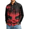 Men's Long Sleeve Button Down Shirt Halloween Print Casual Fit Shirt for Party