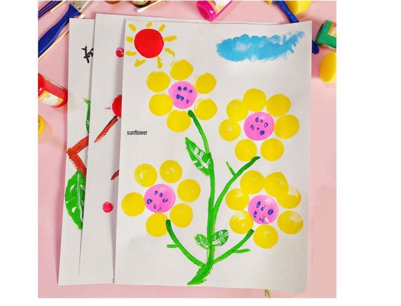 Kindergarten Art Set: 24 Gouache Colors & 12 Mushroom Brushes for Kids