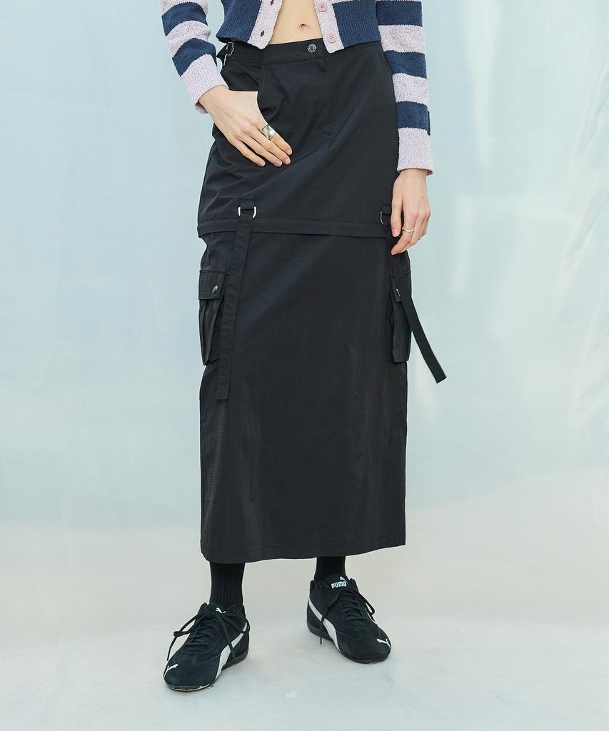 LARTIGENT L9 2-Way Nylon Long Skirt(Black)