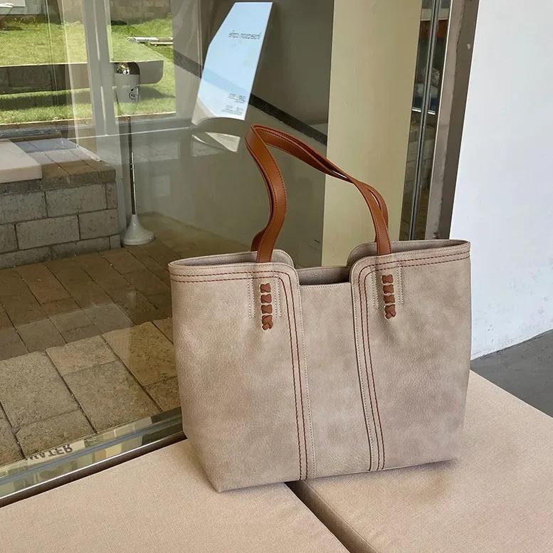 2026 Korean Style Tote Bag - Large Capacity Vintage Shoulder Bag for Women Simple Commuter Purse Hand Bag