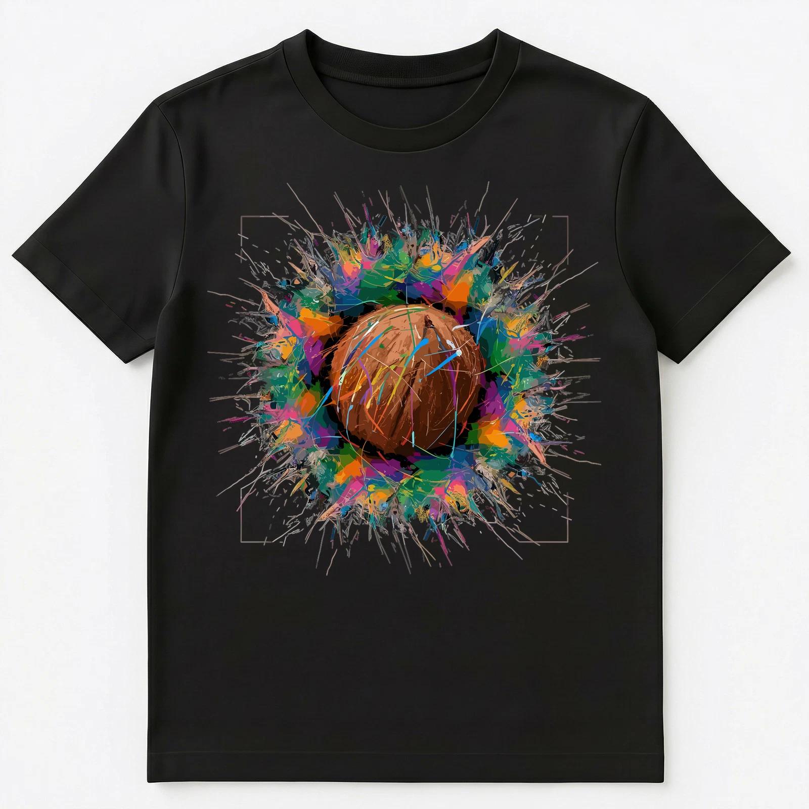 

Colorful Paint Splash Coconut Art Graphic Unisex T-Shirt L