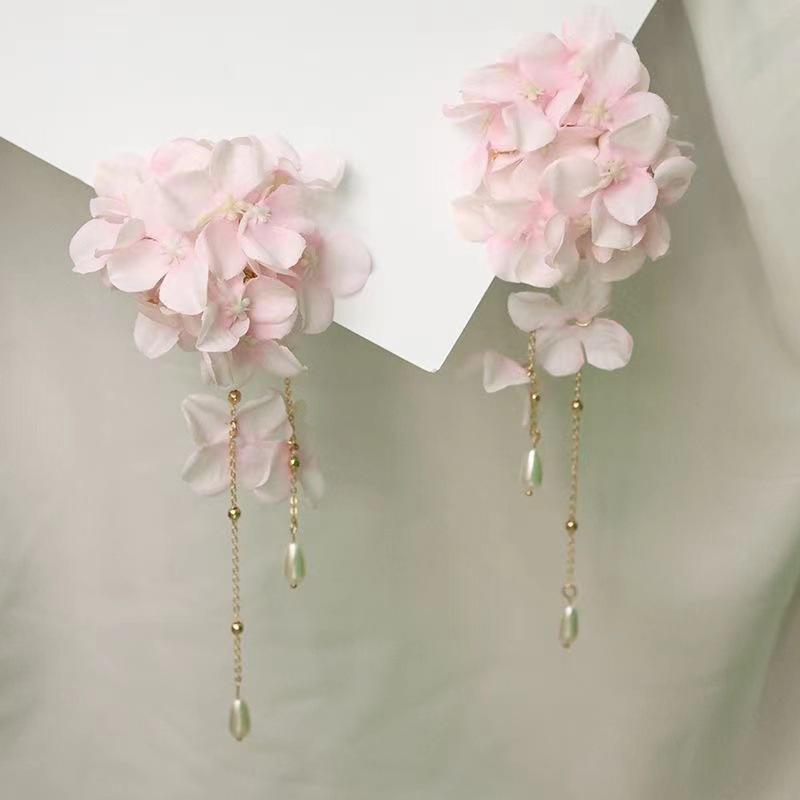 

Bohemian Silk Flower Gradient Tassel Hairpin - Fairy Style Headwear