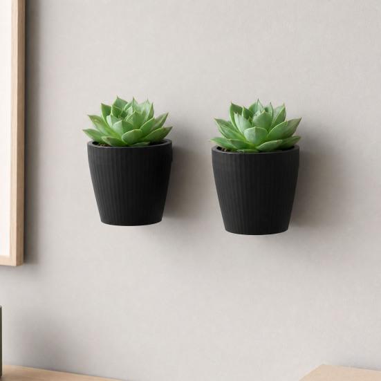3D Printed Wall Planter, Hanging Indoor Flower Pot for Succulents, Minimalist Black Plant Holder for Home Office