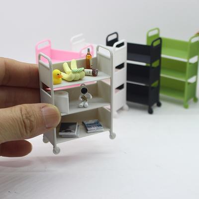 1 Pièces 1:12 Maquette Miniature de Maison de Poupée Chariot de Service avec Roues Modèle Étagère de Rangement Présentation Bibliothèque Modèle de Meuble Décoration Jouet