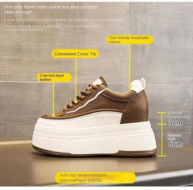 Fashion Spring Wedge Heel Small White Shoes Muffin Thick Soled Women's Shoes Increase Casual Small Man Single Shoes  Snow Boots