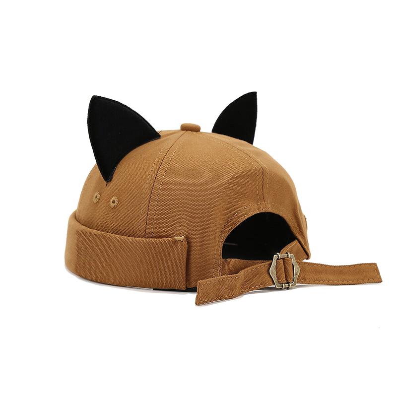 Cute Kids Brimless Hat with Cat Ears Solid Color Design Perfect for Outdoors and Breathable