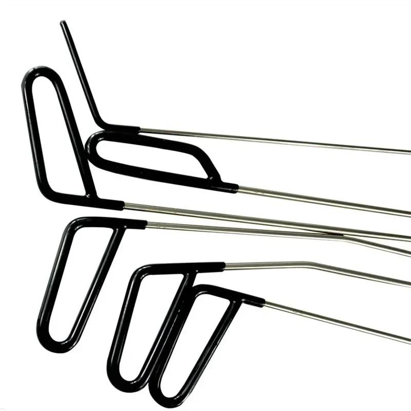 6pcs Car Dent Repair Hooks Stainless Steel Push Rods Car Body Dent Removal Crowbar Kit for Auto Door Dings Dent Repair Tools Kit
