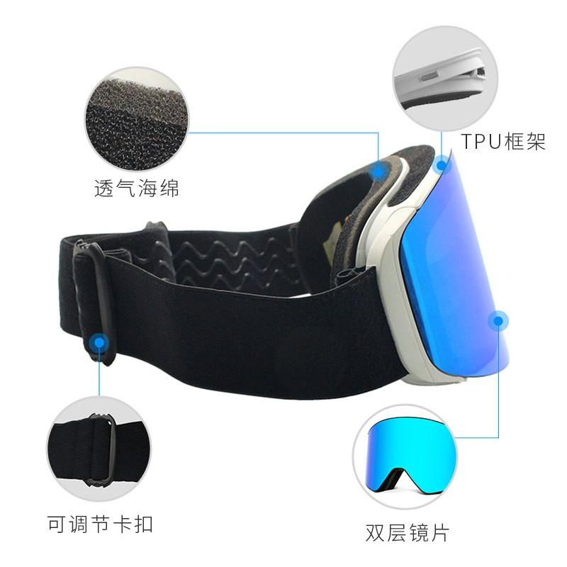 Adult Magnetic Ski Goggles Double Layer Anti-fog Snow Men Women Outdoor Winter Skiing