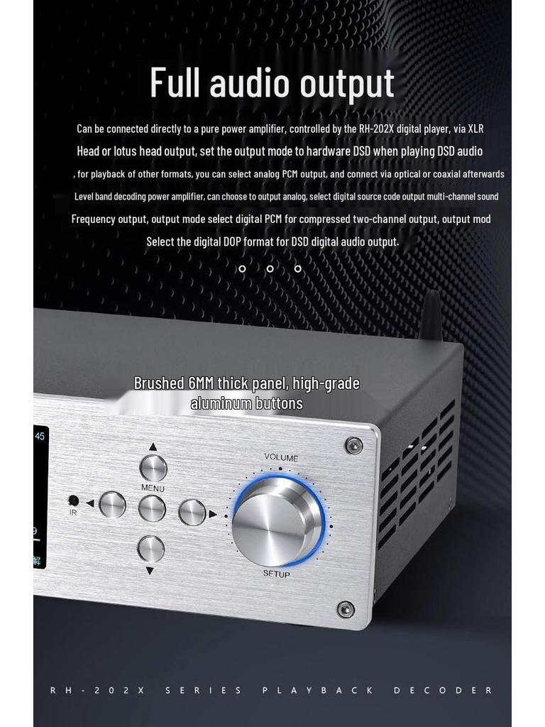 DSD Lossless HiFi Bluetooth 5.1 Music Player with USB and Turntable, DTS Dolby AC3 Decoding.