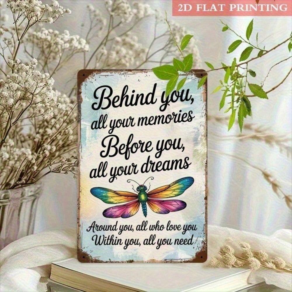 Vintage Metal Poster Dragonfly 12x8 Inch Inspirational Wall Art