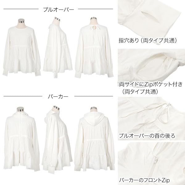 Kobe Lettuce Rash Guard Tiered Long Summer UV Polka Dot Ecru - Top, Sleeve, Swimwear, Protection, Pool, Beach, [S223] M, Hoodie,