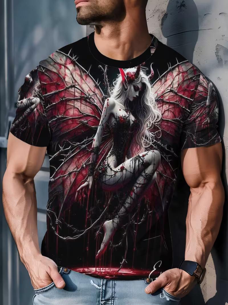 

Men s Retro 3D Graphic Print T-Shirt - Perfect for Daily Wear and Vacation S