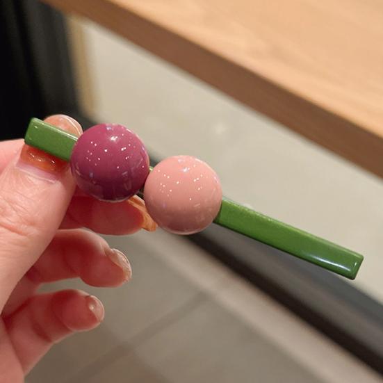 Girl Hairpin Macaron Color Beads Decor Smooth Texture Non-Slip Hair Clip Side