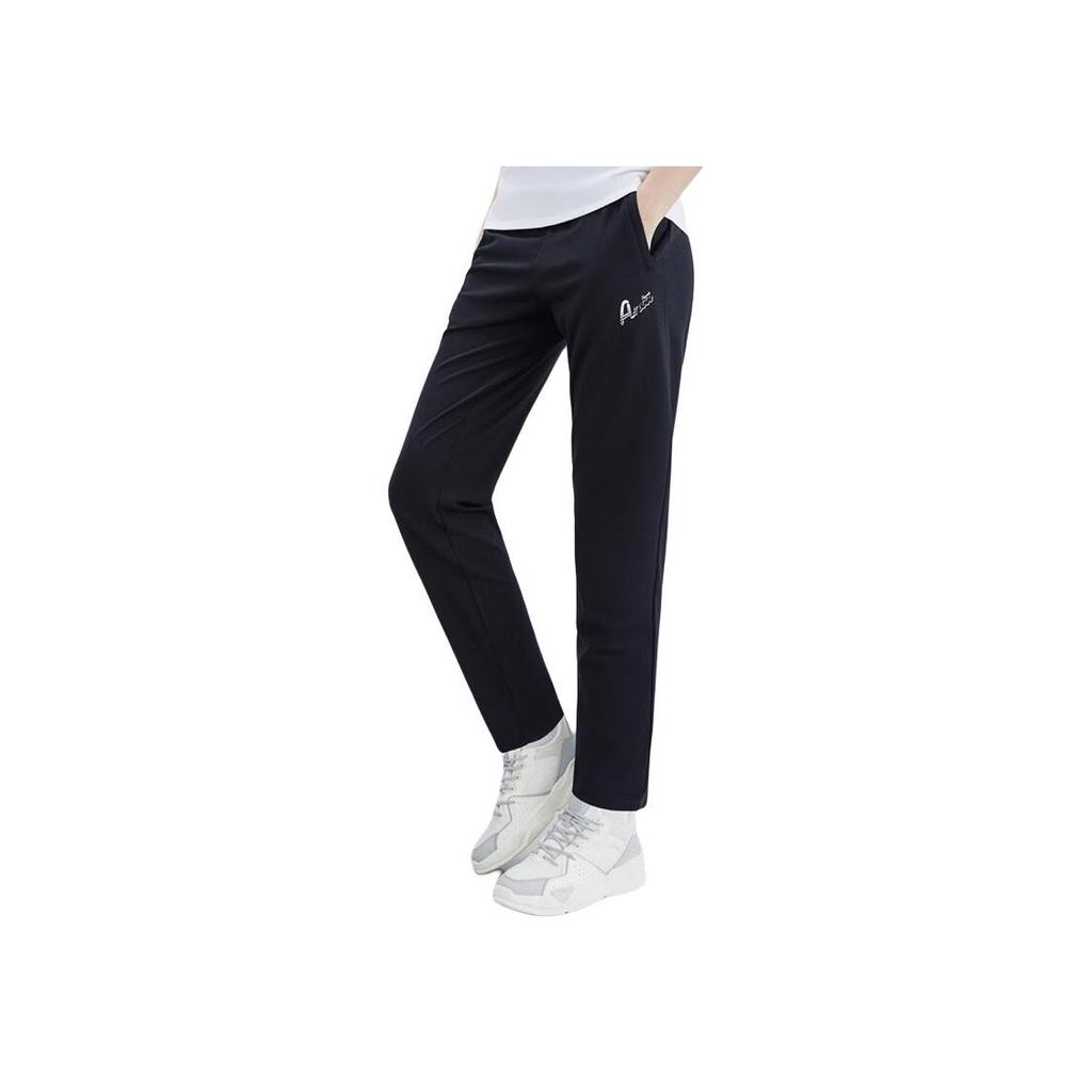 Anta Lifestyle Series Letter Print Straight Leg Casual Knit Sports Pants Women Pants Basic-Black 162328302-1