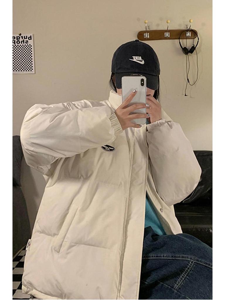 2025 Korean Style Stand Collar Lambswool Down Jacket - Loose, Slimming, Thick, Warm Autumn/Winter Outerwear