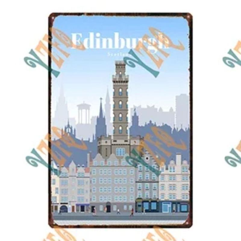 Cityscape Travel Metallschild, Urbanes Landschafts-Wanddekor 20x30cm