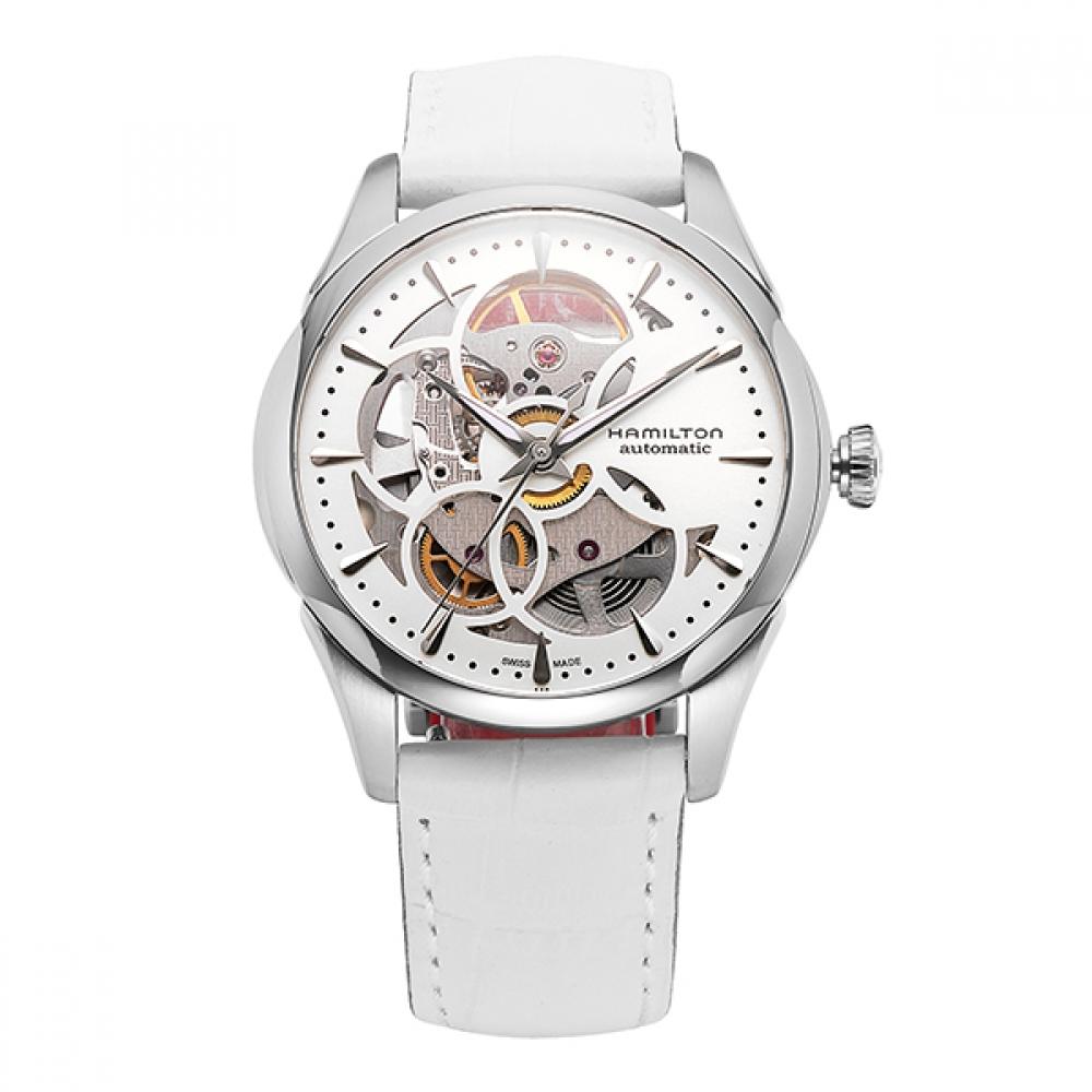 

Hamilton H32405811 JazzmaSter Viewmatic Skeleton Women S Leather Watch H32405811