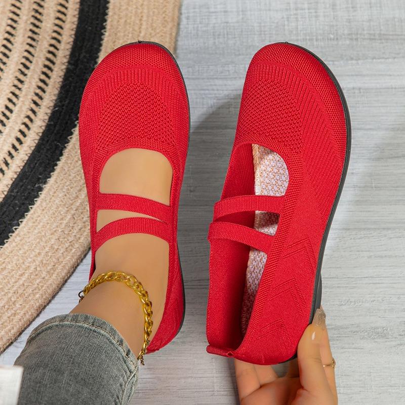 Women's fly-woven mesh shoes single shoes flat-soled comfortable one-pedal women's shoes fashion casual mother shoes