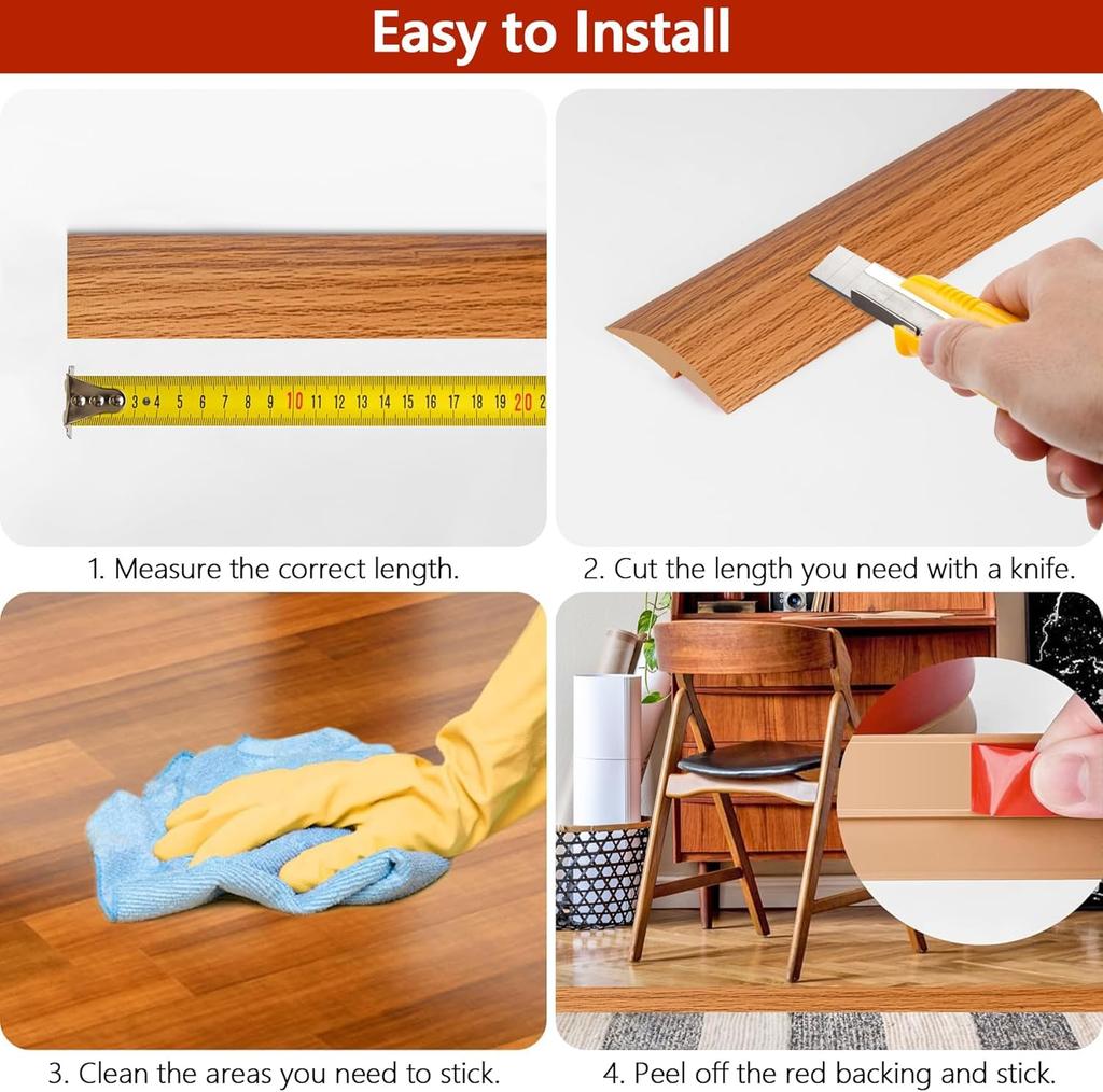 1PC 1mx3.5cm Self Adhesive Wood Grain PVC Strip Easy Install Floor Transition Sealing for Home Decoration Edge Trim Strip Home A