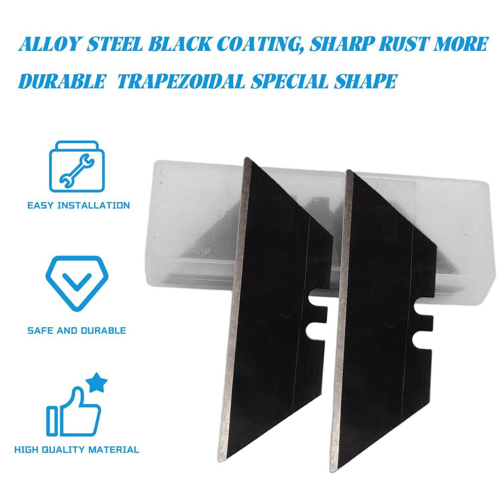 Black Steel Ladder Blade Box Set Sharp Trapezoid Utility Knife Replacement DIY Art Craft Cutter Carving Supplies Multifunctional
