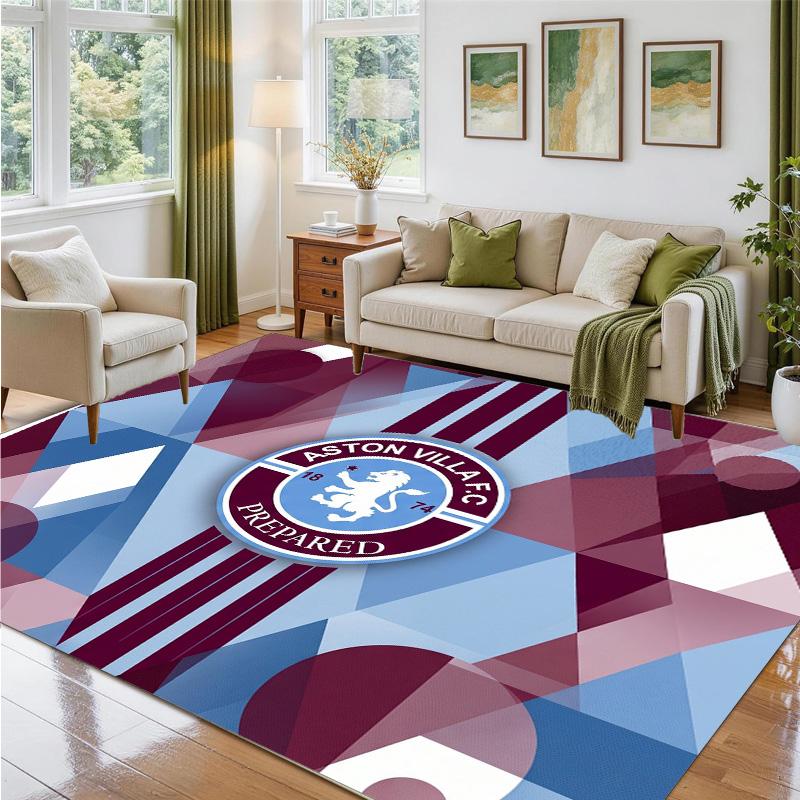 Aston Villa Football Design Crystal Velvet Rug Soft Decorative Mat for Bedroom Entrance
