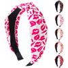 Valentine's Day Sweet Versatile Knotted Fabric Printed Heart Headband - Daily Party Hair Accessory