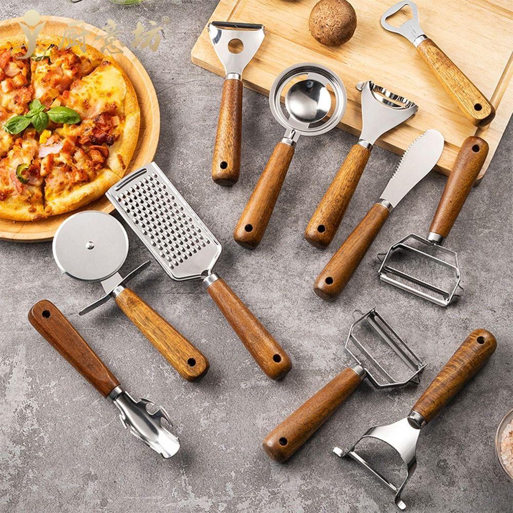 Stainless Steel Kitchen Tool Kit Handheld Wooden Handle Fruit Vegetabless Grater Plane Easy Operate Non-Slip Cooking Tool