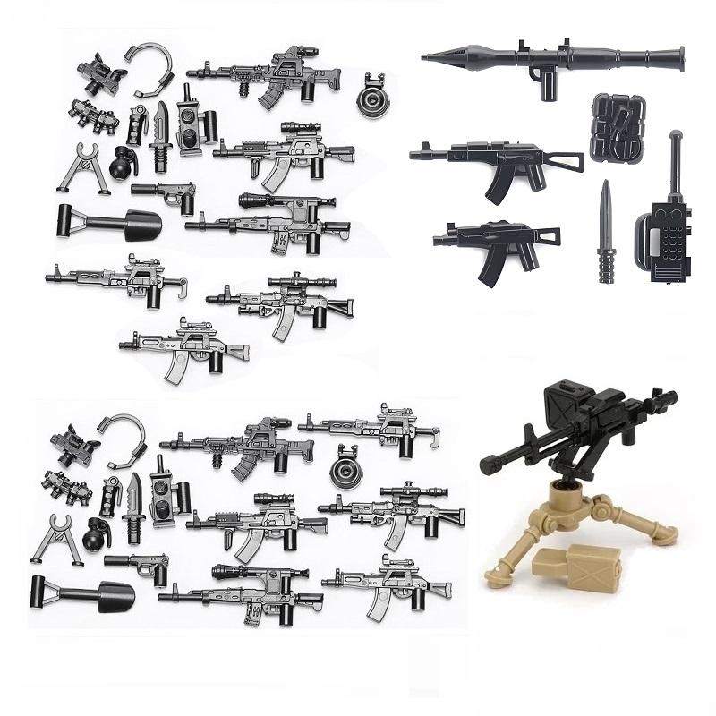 Military Weapons Pack Army Gun Mini Action Figures Accessories SWAT Soldier Brick Assembly Compatible Building Block Juguetes