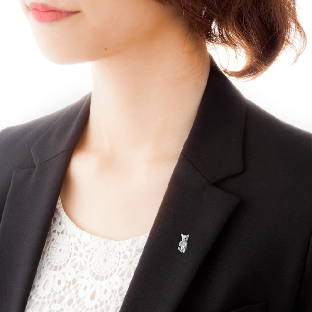 Dancing Stone Brooch Animal Pin Cute Dog SV925 Silver Shiba Inu [Takuya] Women's Women's ZAT-009
