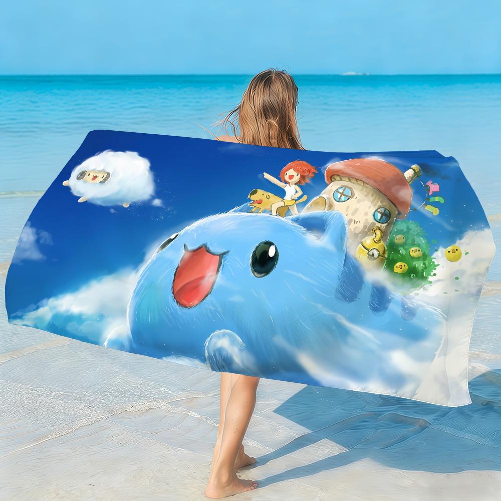 Cartoon B-Bugcat Capoo Cute Towel Quick Dry Absorbent Beach Towel for Sports, Fitness, Swimming and Outdoor Activities
