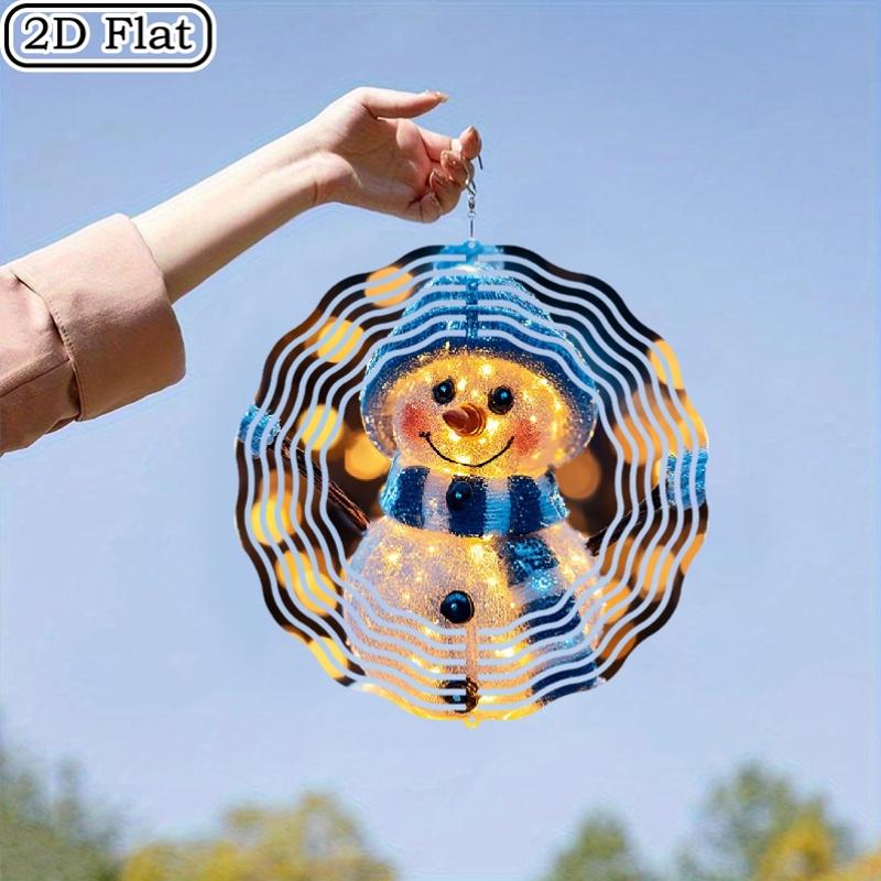 Glowing Snowman Wind Chime. Self-lit metal decor for garden, porch & holidays.