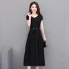 Abiti casual a vita alta con scollo a maniche corte e stampa tinta unita primavera estate moda donna