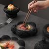 Japanese Style Salmon Tray Hotel Creative Tableware Coal Ball Volcano Stone Artistic Dish Black Sushi Sashimi Plate Food Display
