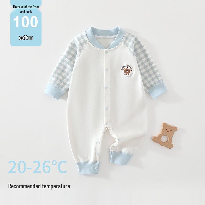 Four Seasons Birthday Bear Newborn Bodysuit - Pure Cotton Baby Belly Protection Romper Jumpsuit