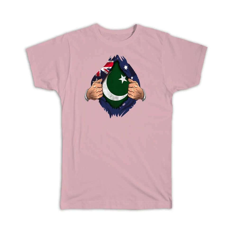 Gift T-Shirt : Pakistan Australian Flag Chest Pakistani M