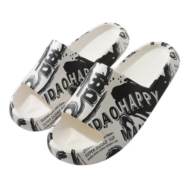 Fashion Anime Printing Slippers Men's Sandals Summer Couple Slippers Fashion Thick Bottom Anti-slip Slip-on Holidays Beach Shoes 2025